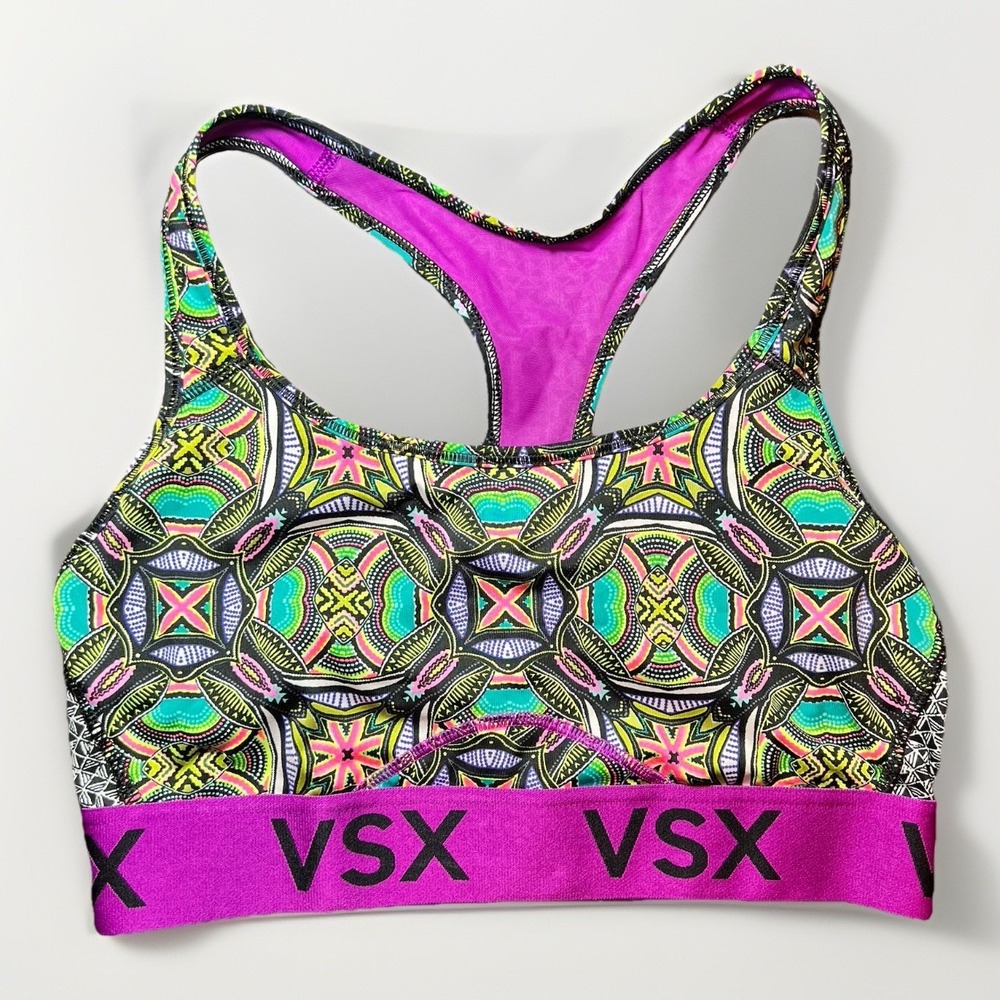 Victoria's Secret VSX Racerback‎ Sports Bra Women's Size Medium Fusia Purple